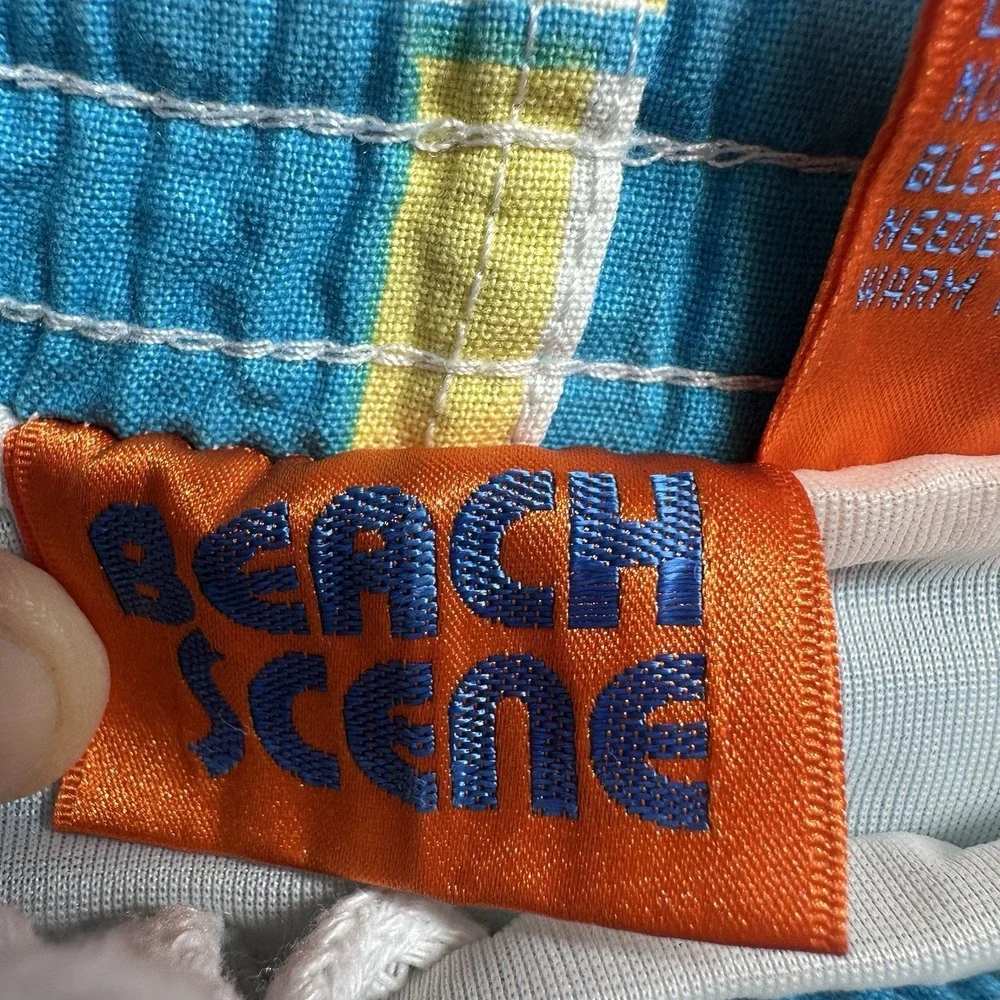 Beach Scene  Shorts Men's XL Geometric Light Blue  Cotton‎